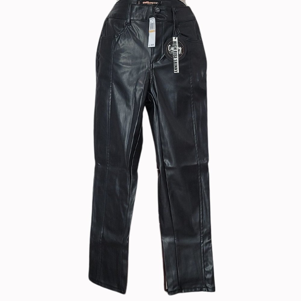 NWT BLACK DOLLHOUSE FAUX LEATHER JEAN-STYLE PANTS SIZE 6
